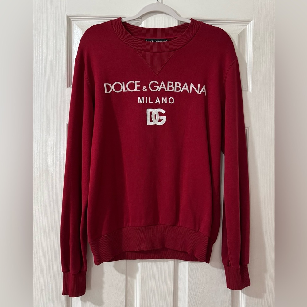 DOLCE & GABBANA Signature Logo Crewneck Sweater in Red - Picture 5 of 5